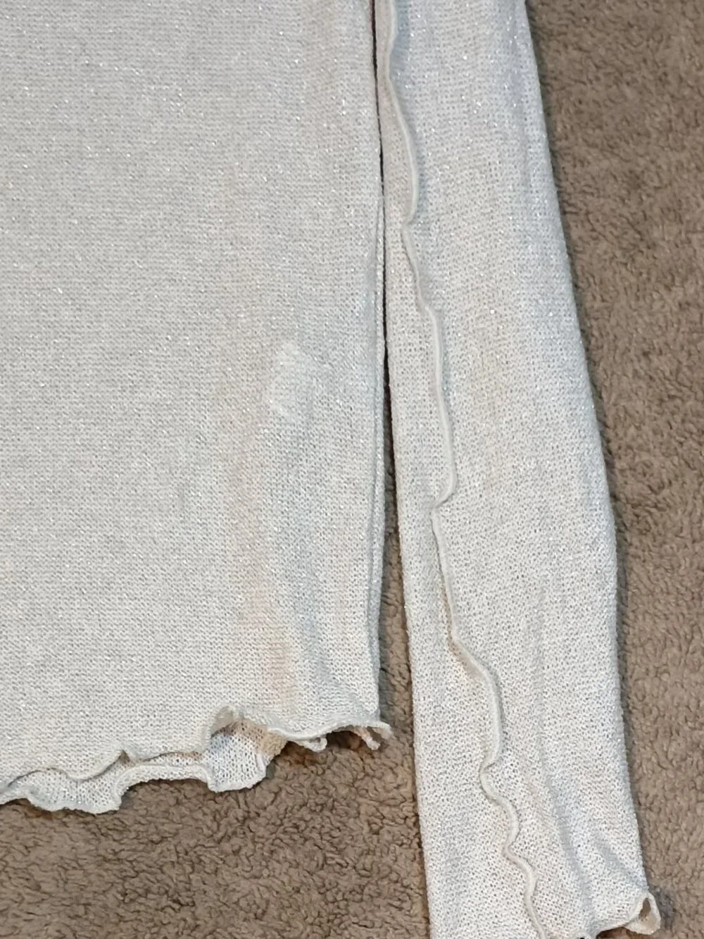 Zara/Top/Womens Large/Gold Sparkly Lettuce Hem Y2K Party Glam Shimmer Top Chic - Picture 8 of 8